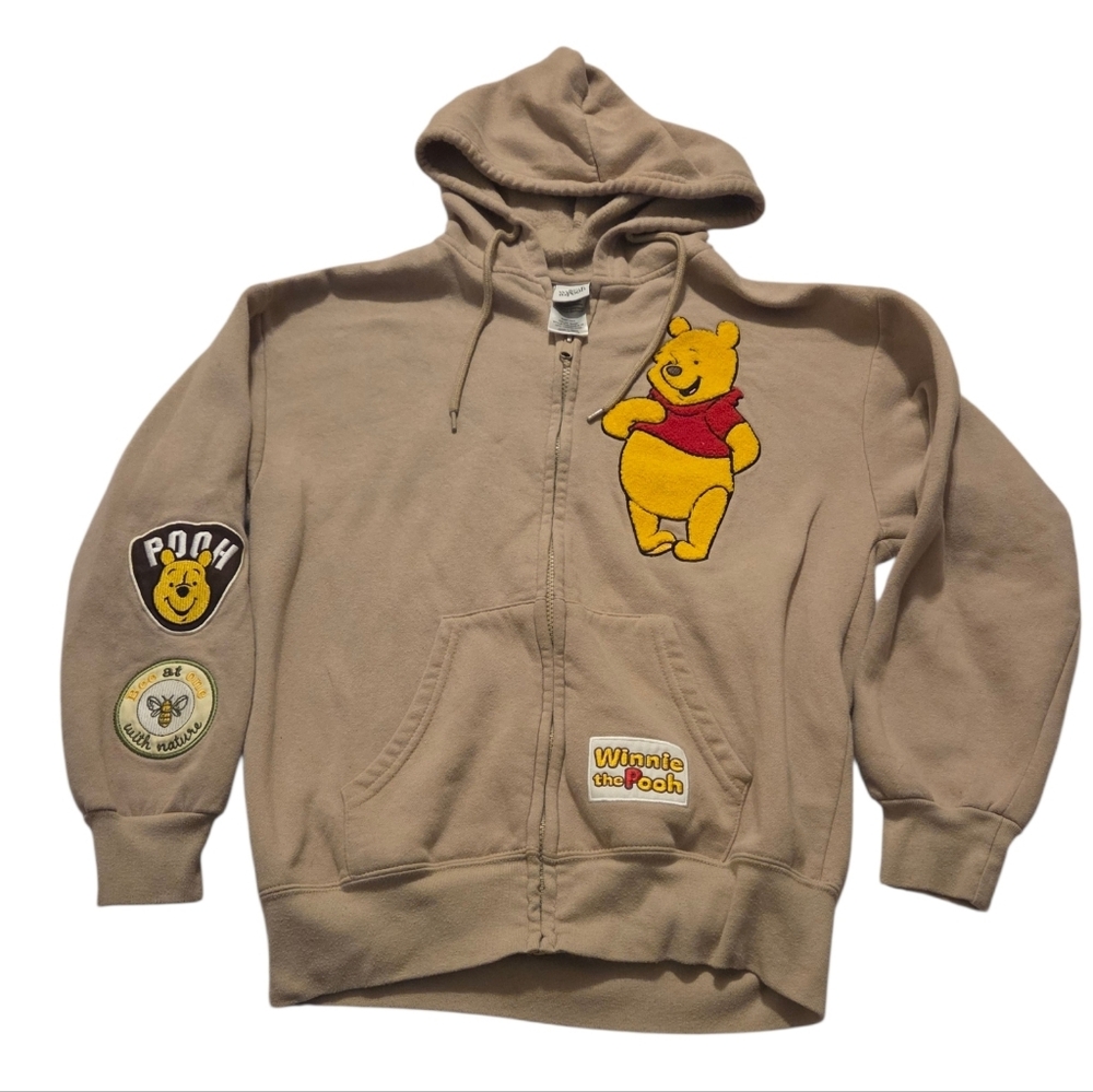 Winnie The Pooh Zip Up Patch Hoodie